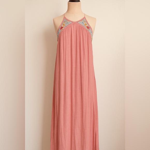 Flying Tomato Blush Maxi Dress with Colorful Accents - Picture 1 of 7